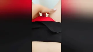 Young stepsister masturbates her wet pussy look over red panties shortly home alone - LuxuryOrgasm